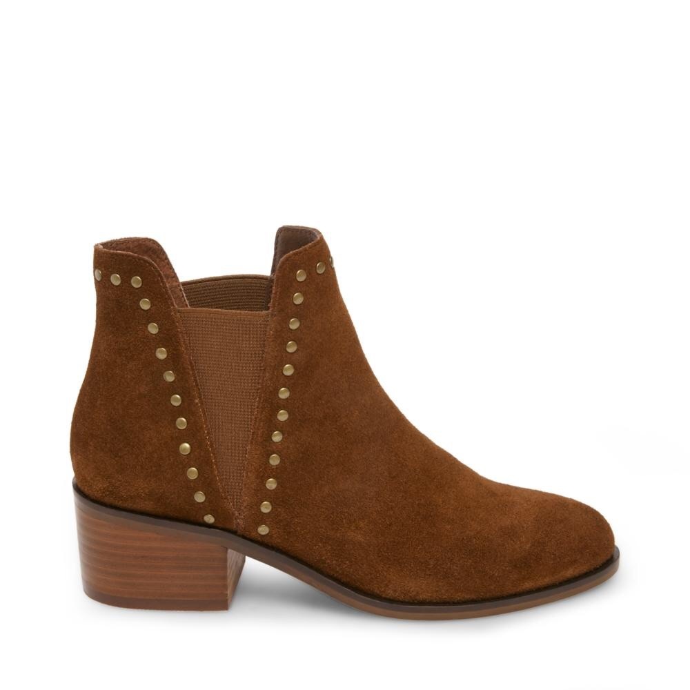 Steve Madden Cade Brown Suede Stud Ankle Booties